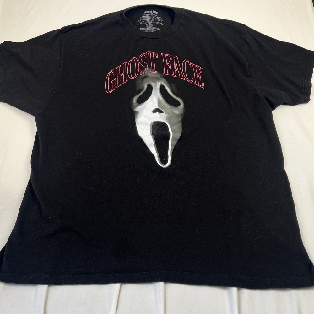 Ghost Face Scream Horror Movie Graphic T-Shirt Black Pink Mens 2XL Fun World
